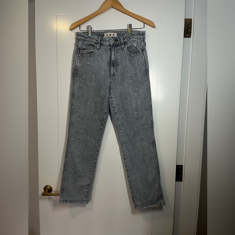 AMO Men's Stonewashed Gray Straight Jeans